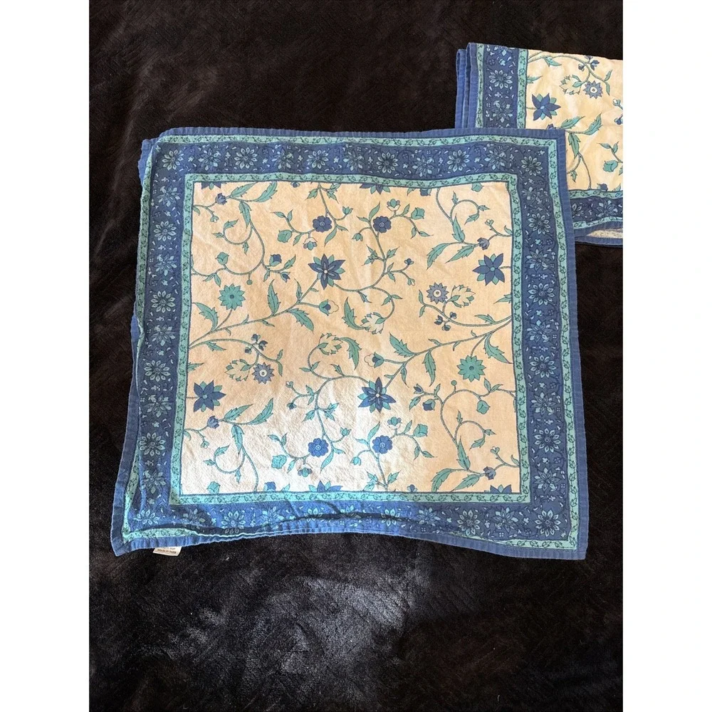 Blue Teal Floral Placemats (2) And Napkins (2) Cotton‎ India